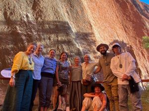 Meditation group at Kantju Gorge Uluru is a testament to ancient waterfalls and springs